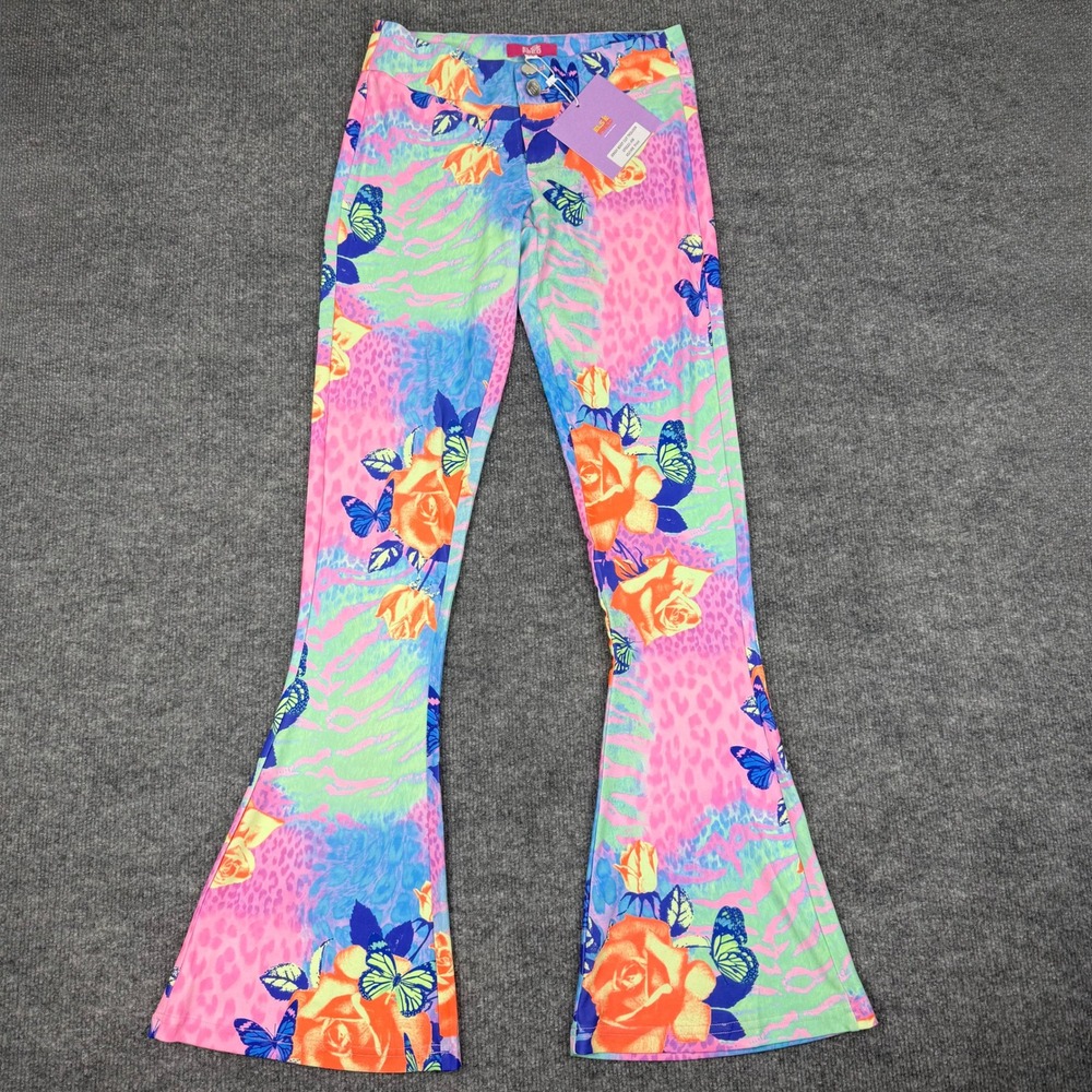 NWT Elsie & Fred Flared Midnight Heartbreaker Trouser MultiColor Floral Festival